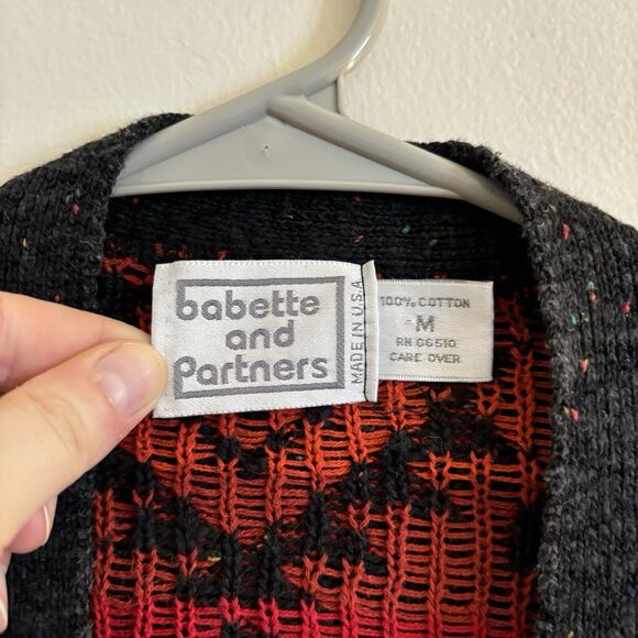 VTG Babette & Partners Aztec Cardigan Sweater Multicolor Funky - Womens Size Med - Picture 3 of 8